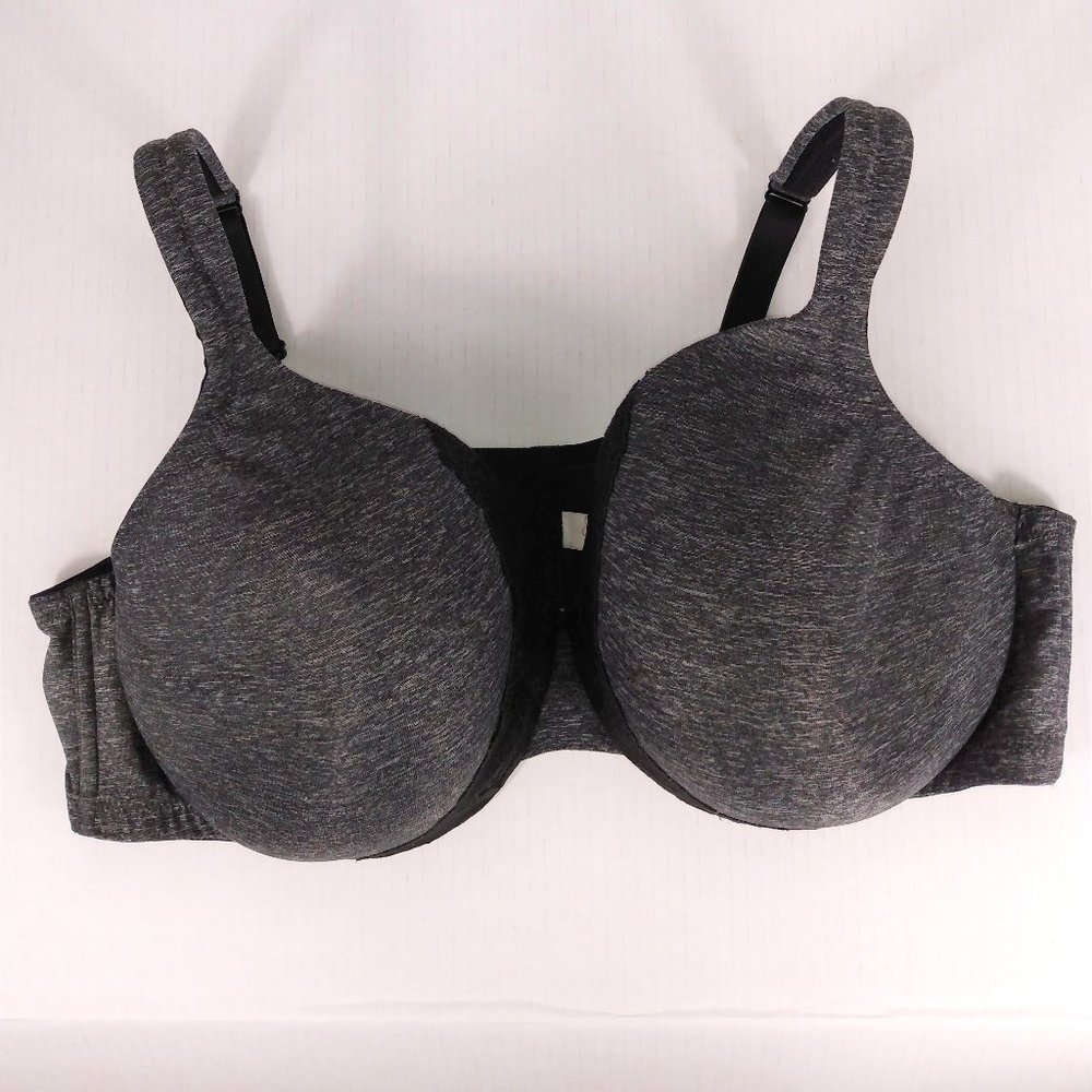 CACIQUE Lightly Lined Full Coverage Dark Grey/Black Lace Underwire Bra Size: 44D